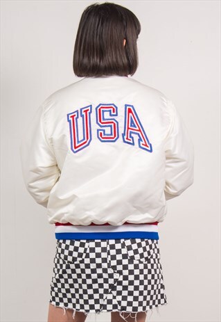 VINTAGE 90'S USA BOMBER JACKET BASEBALL
