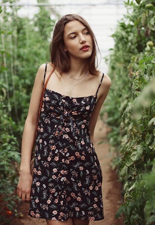 SUBDUED FLORAL BUTTON DOWN DRESS