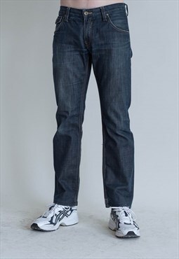 Vintage Y2k Straight Fit Bootcut Dark Blue Mens Jeans W30