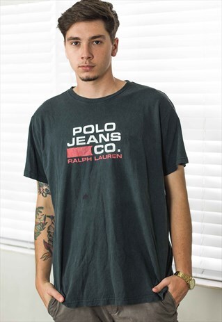 VINTAGE POLO RALPH LAUREN T-SHIRT LOGO 90S XL 8.3