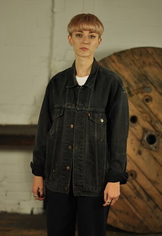 80S LEVIS BLACK RED TAB DENIM TRUCKER JACKET