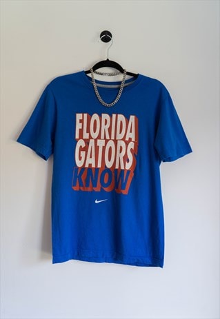 VINTAGE NIKE 'FLORIDA GATERS KNOW' SLOGAN BLUE T-SHIRT