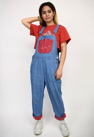 VINTAGE 90'S BANDANA PRINT DENIM DUNGAREES