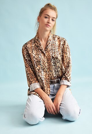 90'S RETRO ANIMAL PRINT OVERSIZED GRUNGE MOMS SHIRT TOP