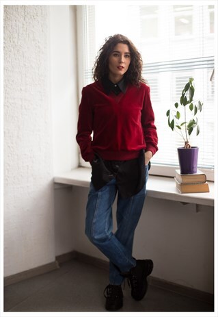 VINTAGE 90'S MAROON VELVET JUMPER