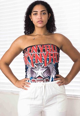 VINTAGE LYNYRD SKYNYRD REWORKED TUBE TOP ROCK T-SHIRT X 4.5