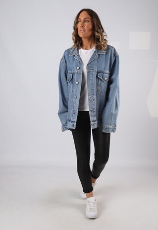 DENIM JACKET OVERSIZED FITTED VINTAGE H.I.S UK 18 (CVDL)