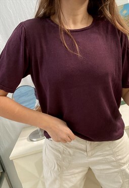 Vintage 90s JARVI MUOTI solid burgundy knit silk blouse top