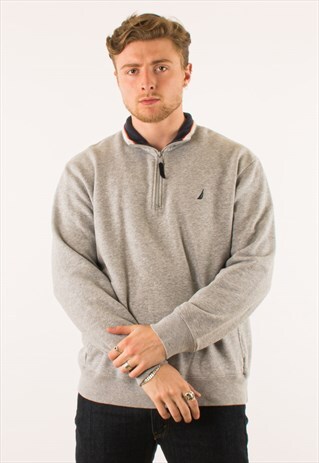 VINTAGE GREY NAUTICA QUARTER ZIP