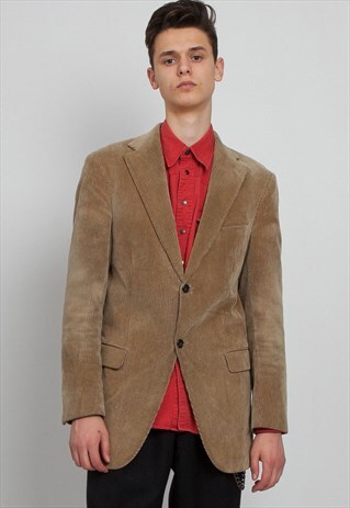 VINTAGE BROWN TOMMY HILFIGER CORDUROY BLAZER JACKET