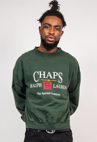 90'S VINTAGE RALPH LAUREN CHAPS GREEN SWEATSHIRT
