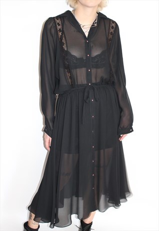 BLACK SHEER FRENCH WEAR DRESS