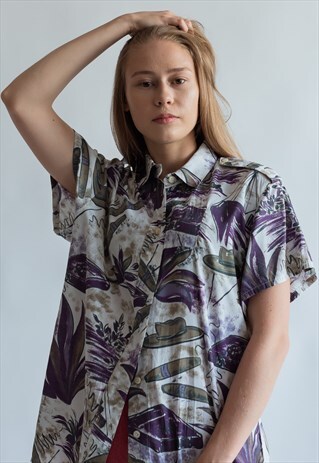 VINTAGE FESTIVAL SHIRT IN PURPLE CIGAR PRINT