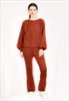 Knitted Loungewear Set in Camel  Jumper and Trousers