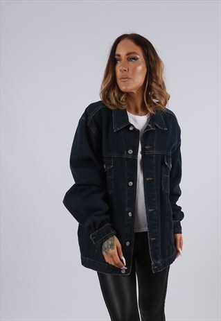 VINTAGE DENIM JACKET OVERSIZED FITTED UK 20 - 22 3XL (CJ3C)