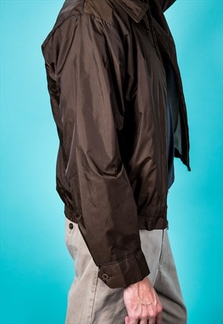 VINTAGE 1980S BOMBER JACKET IN BROWN