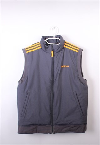 VINTAGE MENS ADIDAS DARK GREY PADDED BODY WARMER
