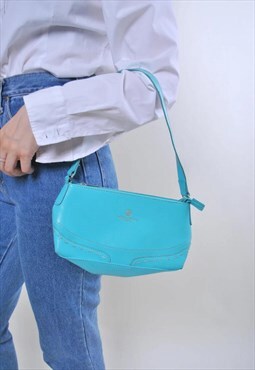 Y2K blue purse, formal dress shoulder mini bag, 00s women 