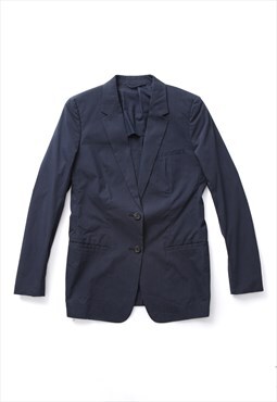 Vintage PRADA Blazer Sport Coat Jacket Cotton Navy Blue