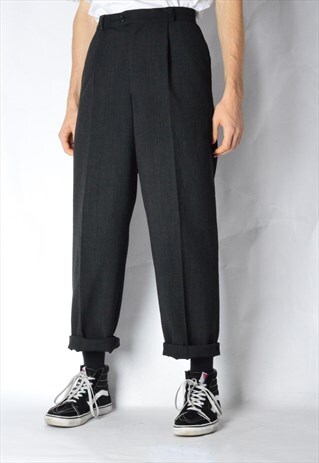 VINTAGE 90S DARK GREY WOOL BLEND PANTS
