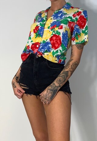 VINTAGE FLORAL BUTTON DOWN BLOUSE