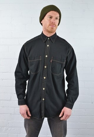 VINTAGE LEVI'S BLACK LONG SLEEVED DENIM SHIRT