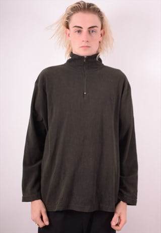 NAUTICA MENS VINTAGE FLEECE JUMPER LARGE GREEN 90S