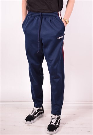 ADIDAS MENS VINTAGE TRACKSUIT TROUSERS XL BLUE 90S