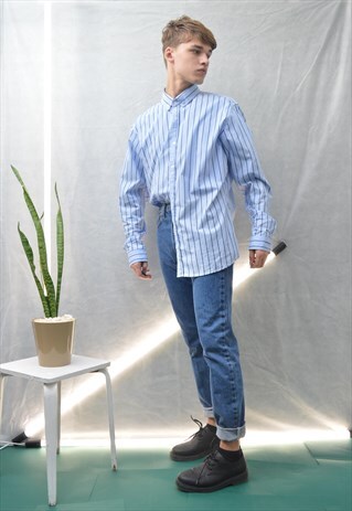 RETRO BLUE STRIPED SHIRT