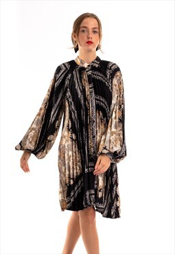 Paisley Scarf print Full pleated Shirt dress