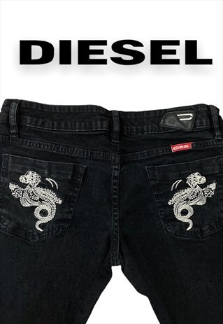 Women's Vintage Diesel Y2K Low-Rise Straight Leg black jeans