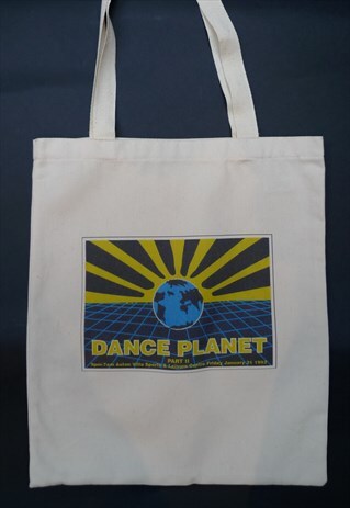 DANCE PLANET JAN, RAVE, FESTIVAL CANVAS TOTE BAG