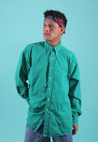 RALPH LAUREN TEAL EMBROIDERED BLAKE SHIRT