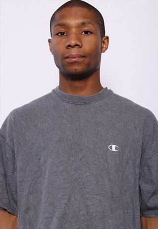 VINTAGE CHAMPION CHEST LOGO T-SHIRT GREY