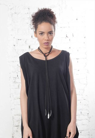 FEATHER NECKLACE/BLACK CHOKER NECKLACE