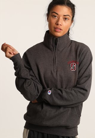 VINTAGE CHAMPION EMBROIDERED COLLEGE 1/4 ZIP SWEATSHIRT