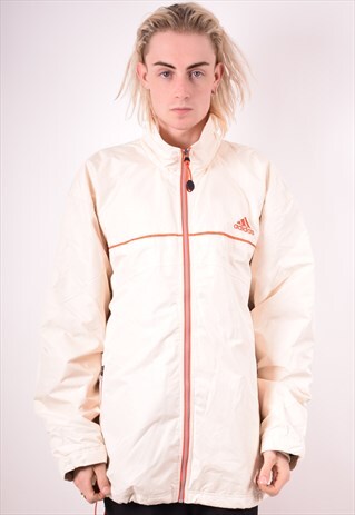 ADIDAS MENS VINTAGE JACKET LARGE OFF WHITE 90S