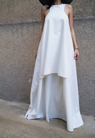 XXL DRESS/WHITE KAFTAN/TUNIC/MAXI/BACKLESS/CASUAL/F1620