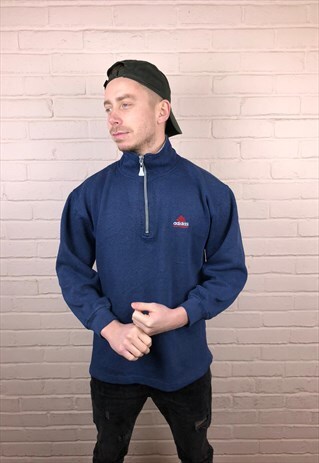 VINTAGE ADIDAS EQT QUARTER ZIP SWEATSHIRT IN NAVY