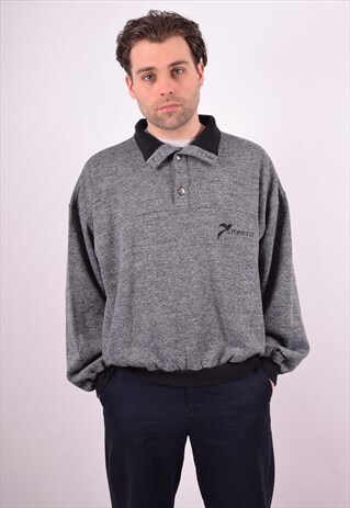 LOTTO MENS VINTAGE JUMPER SWEATER LARGE GREY 90S