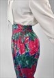 REVIVAL LADIES 80'S PINK GREEN FLORAL VINTAGE TROUSERS