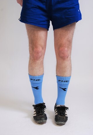 VINTAGE 90S BLUE PRESTON NORTH END FOOTBALL SOCKS
