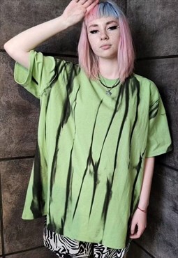 Tie-dye t-shirt oversize gradient baggy tee in green