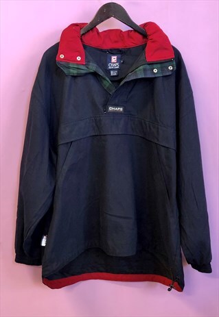 VINTAGE CHAPS RALPH LAUREN KANGAROO HOODED NAVY MEN JACKET