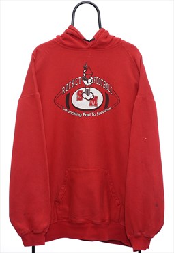 Vintage Rocket Football Graphic Red Hoodie Womens