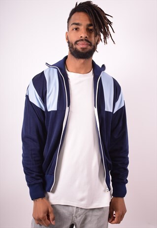 MENS VINTAGE TRACKSUIT TOP JACKET MEDIUM BLUE 90S