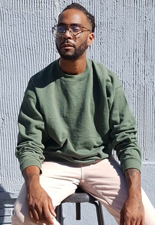 90S CLASSIC SKATER SPORTSWEAR FADED GREEN SWEATSHIRT LARGE