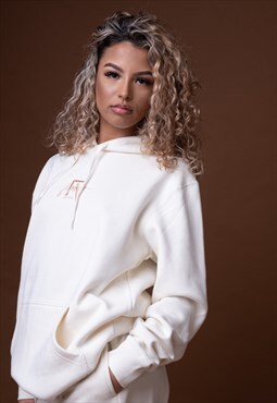 Women's Hoodie Tracksuit in Cream with embroidered logo