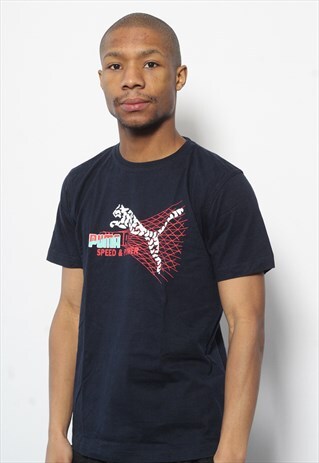 VINTAGE PUMA BIG LOGO T-SHIRT NAVY BLUE