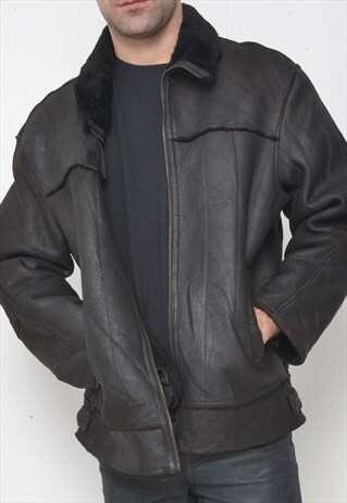 VINTAGE MENS SHEEPSKIN LEATHER JACKET
